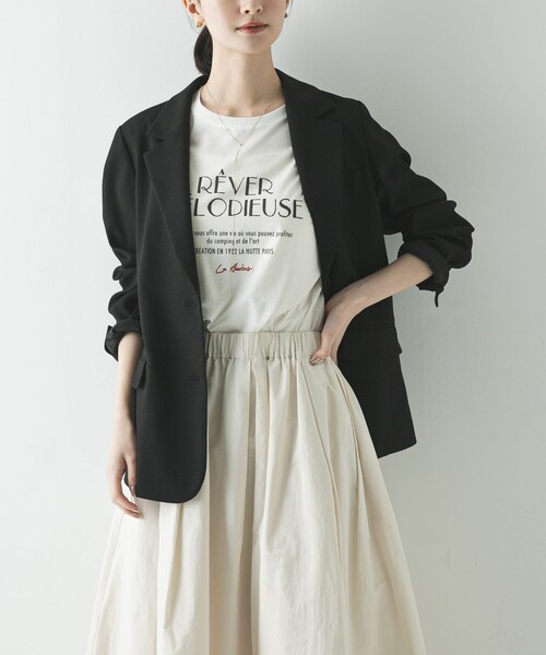 URBAN RESEARCH（アーバンリサーチ）の「リネンライクテーラードジャケット（テーラードジャケット・レディース・BEIGE/BLACK・36/38）」の4枚目の写真