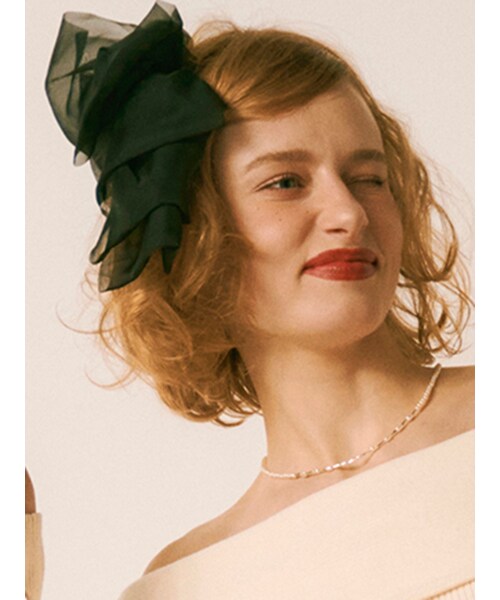 RESEXXY（リゼクシー）の「シアービックリボンバレッタ（バレッタ/ヘアクリップ・レディース・アイボリー/ブラック/ベージュ・F）」の2枚目の写真