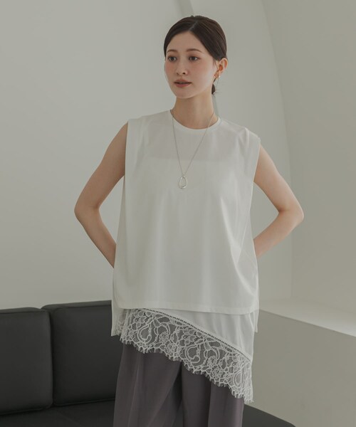 URBAN RESEARCH(アーバンリサーチ)の「汗染み防止ショルダータックカットソー(タンクトップ・レディース・OFF WHITE/CHARCOAL/BLUE GRAY・Free)」の5枚目の写真