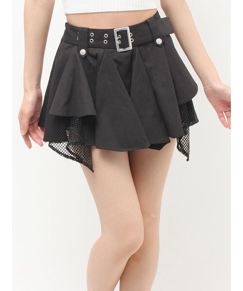 GYDA（ジェイダ）の「HEM Symmetryメッシュスカートライクショートパンツ（スカート・レディース・アイボリー/チャコールグレー/ブラック・F）」の3枚目の写真