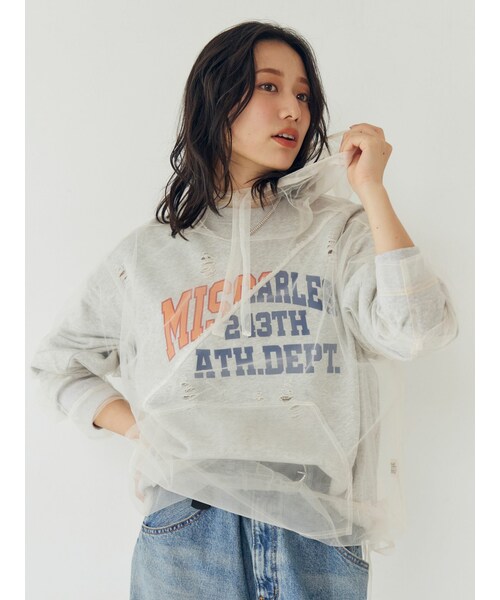 Ungrid（アングリッド）の「フードデザインチュールトップス（その他トップス・レディース・オフホワイト/ブラック/オレンジ・F）」の2枚目の写真