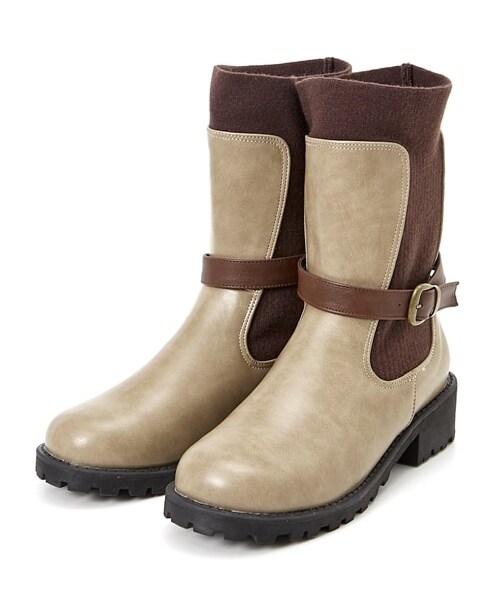 nissen（ニッセン）の「【ゆったり幅広】ベルト付ニット切替えミドルブーツ（低反発中敷）（ワイズ４Ｅ）（ブーツ・メンズ・黒/ブラウン/オーク/チャコールグレー/カーキ・M=23.0~23.5cm/4E/L=24.0~24.5cm/4E/LL=25.0~25.5cm/4E/3L=26.0~26.5cm/4E）」の12枚目の写真