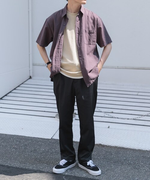 ITEMS URBANRESEARCH（アイテムズ アーバンリサーチ）の「『セットアップ対応』天然素材リネンコットンレギュラーカラー半袖シャツ（シャツ/ブラウス・メンズ・IVO/BRN/CHA/TERRACOTTA・M/L/XL）」の22枚目の写真