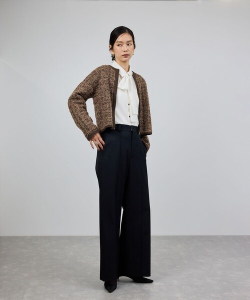 ROPE'（ロペ）の「ツイードZIPノーカラーカーディガン/イージーケア（カーディガン/ボレロ・レディース・ブラウン/キナリ/ブラウン系・F）」の15枚目の写真