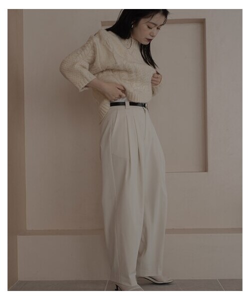 nissen（ニッセン）の「【sail】タックテーパードパンツ（パンツ・レディース・グレー/アイボリー・P58/P61）」の5枚目の写真
