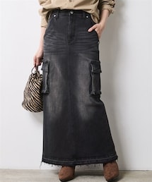 nissen | アウトポケットデニムマキシスカート＜大きいサイズ有＞シックスタイル(スカート)