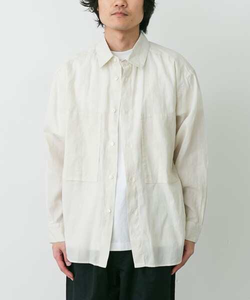URBAN RESEARCH DOORS(アーバンリサーチドアーズ)の「STILL BY HAND GARMENT-DYE OVER SHIRTS(シャツ/ブラウス・メンズ・SKY BLUE/ECRU/BLACK NAVY・46/48)」の1枚目の写真
