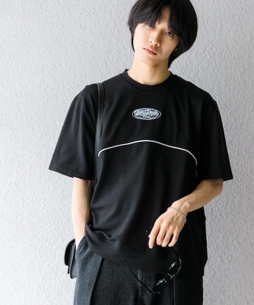 SENSE OF PLACE by URBAN RESEARCH(センスオブプレイスバイアーバンリサーチ)の「ブロックドデザインTシャツ(5分袖)(Tシャツ/カットソー・メンズ・BLK×WHT/GRN×ORG/BLU×YEL・M/L)」の4枚目の写真