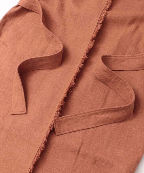 ITEMS URBANRESEARCH（アイテムズ アーバンリサーチ）の「KBF+　ラスティックフリンジコート∴（ノーカラージャケット・レディース・BEG STRIPE/NATURAL/L.BROWN・one）」の12枚目の写真