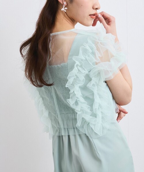 VIS（ビス）の「【新色追加】【VISDRESS】チュールフリルセットオールインワン【低身長向けサイズ有】（つなぎ/オールインワン・レディース・ブラック/ダークブラウン系/ライトグリーン・M/PM）」の8枚目の写真