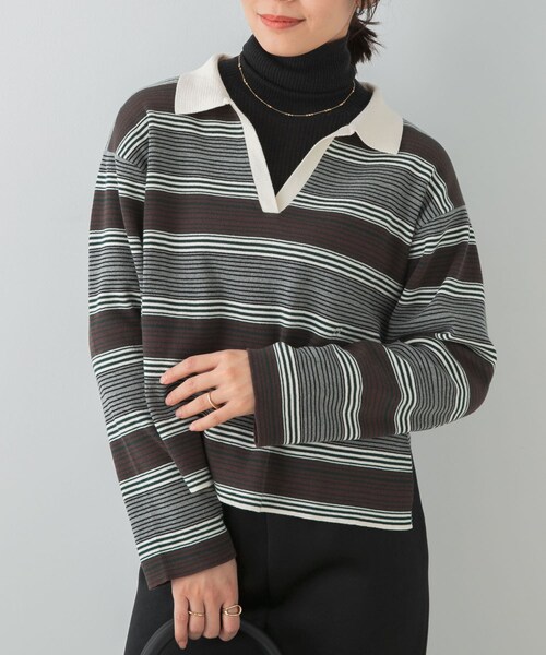 URBAN RESEARCH ROSSO（アーバンリサーチロッソ）の「F by ROSSO　ラガーニットプルオーバー（ニット/セーター・レディース・GRAY BD/NAVY BD/BLACK・Free）」の4枚目の写真