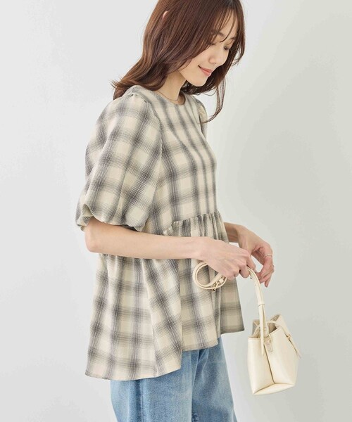 ROPE' PICNIC(ロペピクニック)の「【ベストヒット】細見えバルーンペプラムブラウス(シャツ/ブラウス・レディース・ブラック/キナリ/キナリ系/サックス/ダークブラウン・F)」の22枚目の写真