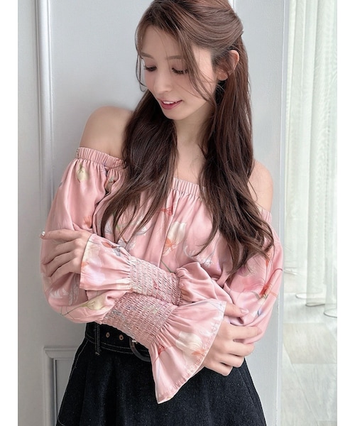 RESEXXY（リゼクシー）の「【memorif.】フラワークロップドオフショルブラウス（シャツ/ブラウス・レディース・ホワイト/オレンジ/ブルー・F）」の10枚目の写真