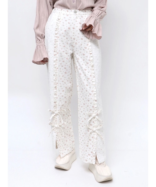 merry jenny（メリージェニー）の「スリットレースパンツ（デニムパンツ・レディース・ブルー/ミックス/ピンク・F）」の8枚目の写真