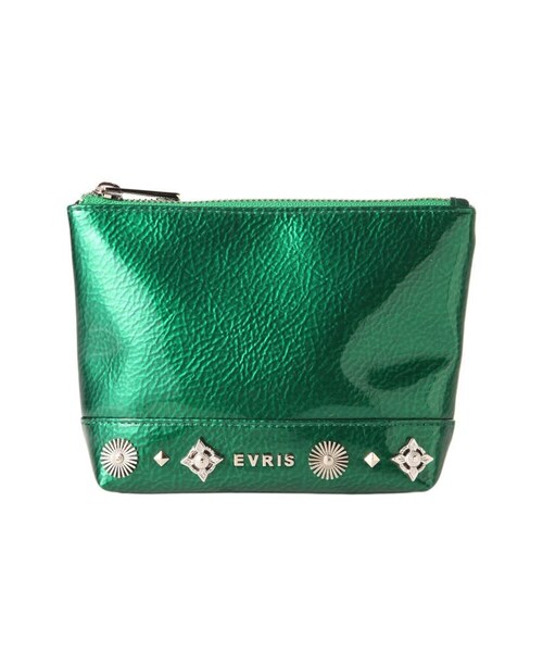 EVRIS（エヴリス）の「コンチョスタッズエナメルポーチ（ポーチ・レディース・ブラック/ピンク/マスタード/グリーン/ブラウン・F）」の2枚目の写真
