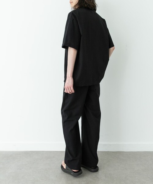 URBAN RESEARCH Sonny Label（アーバンリサーチサニーレーベル）の「接触冷感リネン混ショートスリーブTシャツ（Tシャツ/カットソー・メンズ・ストライプ/チャコール/ブラック・M/L/XL）」の7枚目の写真