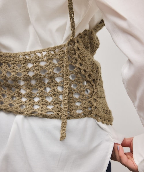 ADAM ET ROPE'（アダムエロペ）の「クロシェニットビスチェ（キャミソール・レディース・ホワイト/カーキ系・F）」の13枚目の写真