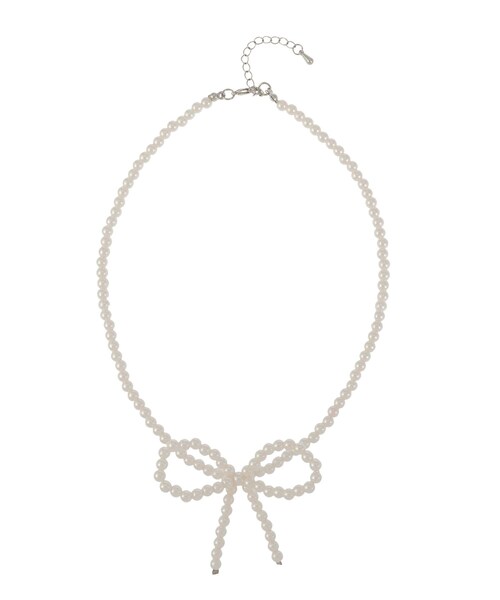 EVRIS（エヴリス）の「PEARL RIBBON CHOKER（ネックレス・レディース・ホワイト/ブラック・F）」の6枚目の写真