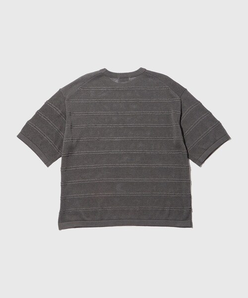 ADAM ET ROPE'(アダムエロペ)の「シアーボーダーニットTEE(Tシャツ/カットソー・メンズ・ブラック/チャコール/オフホワイト・L/M)」の12枚目の写真