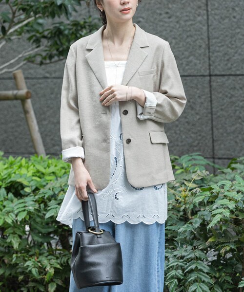 URBAN RESEARCH（アーバンリサーチ）の「リネンライクテーラードジャケット（テーラードジャケット・レディース・BEIGE/BLACK・36/38）」の12枚目の写真