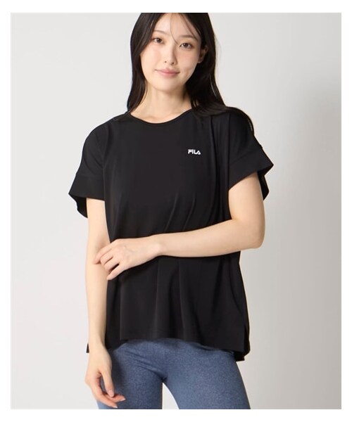 nissen（ニッセン）の「フィラ　水陸両用 ストレッチＵＶ梨地クルーネックTシャツ(326-633)/FILA（ラッシュガード・メンズ・ブラック/ダークグリーン・S/M/L/LL）」の4枚目の写真