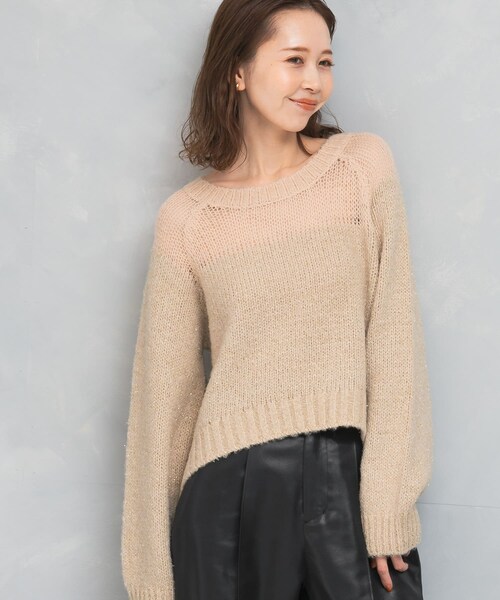 URBAN RESEARCH ROSSO（アーバンリサーチロッソ）の「『WEB限定』ドッキングラメニット（ニット/セーター・レディース・NAVY/PINK/BEIGE・FREE）」の13枚目の写真
