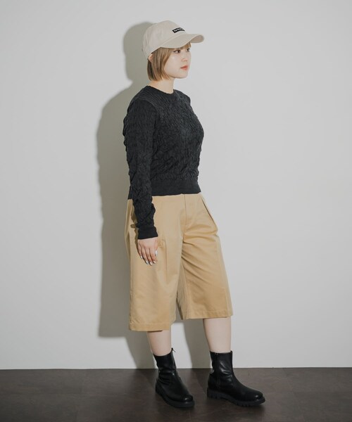 THE GOODLAND MARKET（ザグッドランドマーケット）の「COOHEM　CRUSHED CABLE KNIT PULLOVER（ニット/セーター・レディース・19BLACK/60SAX/24ORANGE・Free）」の11枚目の写真