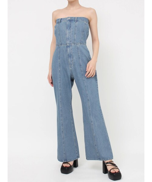 EVRIS（エヴリス）の「デニムベアロンパース（つなぎ/オールインワン・レディース・ブラック/ブルー/ベージュ・S/M）」の14枚目の写真