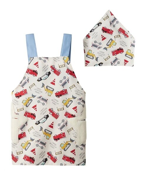 nissen（ニッセン）の「タオルポケット付き◎Ｈ型エプロンセット（エプロン・三角巾）（男の子　女の子）（エプロン・メンズ・オフホワイト/アイボリー/ブルー/ラベンダー・110/130）」の5枚目の写真