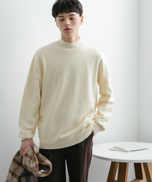 SENSE OF PLACE by URBAN RESEARCH(センスオブプレイスバイアーバンリサーチ)の「ストレッチモックネックニット(ニット/セーター・メンズ・IVORY/BLACK/BROWN/COGNAC/BLK×IVO/L.BLUE/NAVY・M/L)」の18枚目の写真