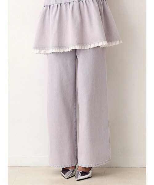CALNAMUR（カルナムール）の「ウエストフリンジデニムパンツ（その他パンツ・レディース・ピンク/ブルー・F/S/M）」の5枚目の写真