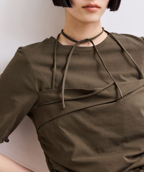 ADAM ET ROPE'(アダムエロペ)の「【WEB限定】ベアトップレイヤードカットソー(Tシャツ/カットソー・レディース・ホワイト/ダークブラウン/ネイビー・F)」の16枚目の写真