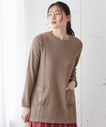 nissen | 大きいサイズモチモチ柔らかギャザーポケットカットソーチュニック(チュニック)