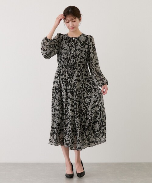 Jayro（ジャイロ）の「花柄長袖ワンピース（ワンピース・レディース・ブラック系/ホワイト系・F）」の7枚目の写真