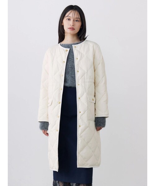TONAL(トーナル)の「【TAIONコラボ】パイピングロングダウンコート(ダウンジャケット/コート・レディース・アイボリー/ネイビー/ブラウン・S/M)」の1枚目の写真