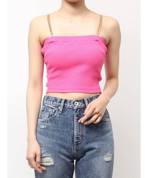 GYDA（ジェイダ）の「chainストラップテレコビスチェ（キャミソール・レディース・オフホワイト/ブラック/ピンク/ライトミックス/ミックス/ダークミックス・F）」の20枚目の写真