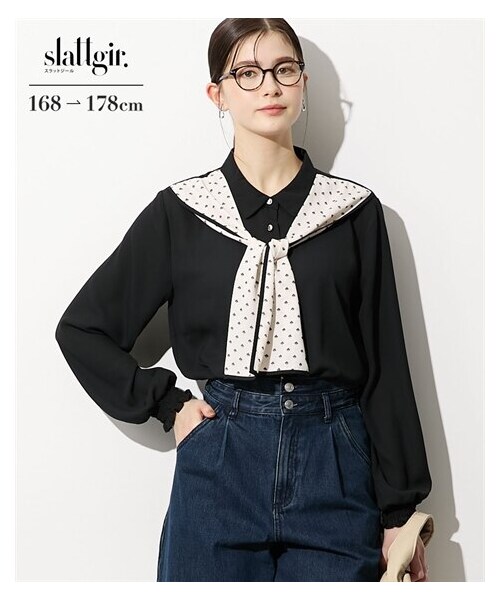 nissen（ニッセン）の「高身長　スカーフ付ブラウス（トールサイズ）（シャツ/ブラウス・レディース・オフホワイト系/黒系・MTT/LTT/LLTT/3LTT/4LTT/5LTT）」の10枚目の写真