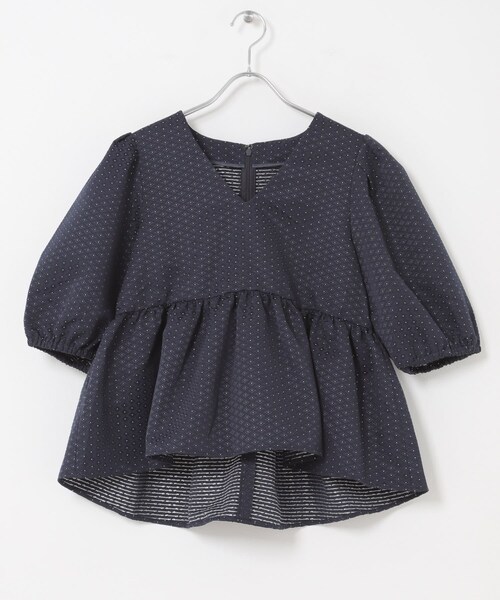 URBAN RESEARCH ROSSO（アーバンリサーチロッソ）の「ジャガードペプラムＶネックブラウス（シャツ/ブラウス・レディース・BLACK/NAVY・Free）」の9枚目の写真