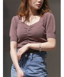 dazzlin | ハートマークギャザーニットトップス(ニット/セーター)