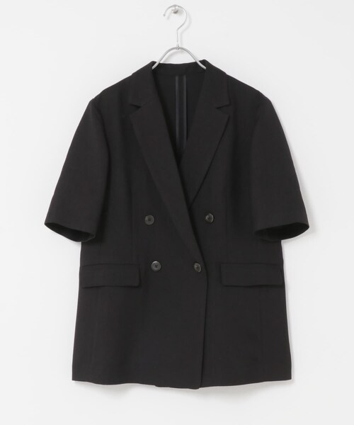 URBAN RESEARCH ROSSO（アーバンリサーチロッソ）の「防シワ リネンライクハーフスリーブジャケット（テーラードジャケット・レディース・L.BEIGE/BLACK・36/38）」の8枚目の写真