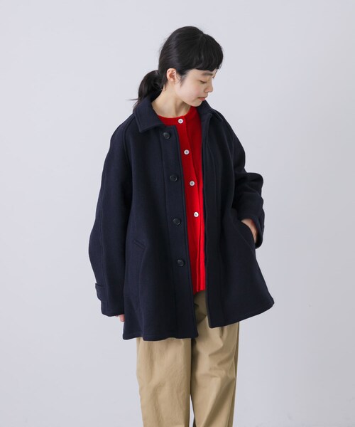 かぐれ（カグレ）の「Harrow Town Stores　BALMACAAN SHORT COAT（ステンカラーコート・レディース・NAVY・42）」の5枚目の写真