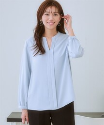 nissen | ストレッチパウダーサテンスキッパーブラウス（しわになりにくい・速乾・洗濯機OK・UVカット）<大きいサイズ有>(シャツ/ブラウス)