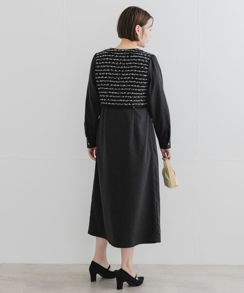 URBAN RESEARCH ROSSO（アーバンリサーチロッソ）の「F by ROSSO　ツイードドッキングワンピース（ワンピース・レディース・BLACK/BLACK STP/BLACK　STP・36/38）」の9枚目の写真