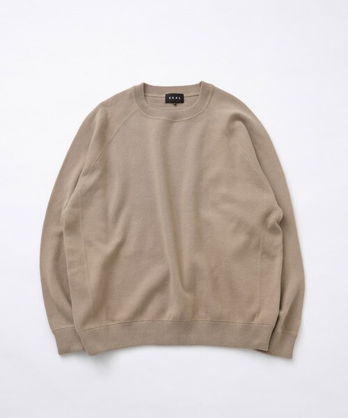 EKAL（エカル）の「ドライニットプルオーバー（ニット/セーター・メンズ・グレージュ/ブラウン/ネイビー・M/L）」の2枚目の写真