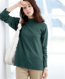 nissen | ＵＶカット綿１００％フライス素材ハイネックフレアチュニックTシャツ(Tシャツ/カットソー)