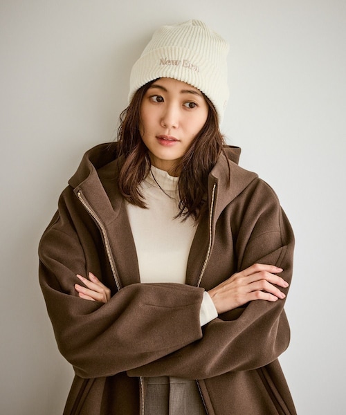 ROPE' PICNIC（ロペピクニック）の「【NEW ERA(R)/ニューエラ別注】MOLE YARN KNIT BEANIE（ニットキャップ/ビーニー・レディース・ブラック/オフホワイト/ラベンダー系・F）」の2枚目の写真