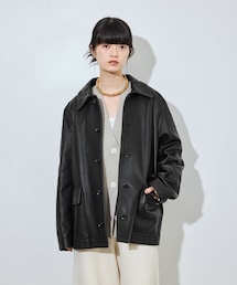 ADAM ET ROPE' | 【CINQUANTA for ADAM ET ROPE'】別注 Leather Car Coat(ステンカラーコート)