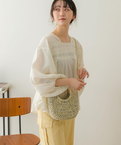 RODE SKO（ロデスコ）の「ミニラウンドハンドルカゴバッグ（かごバッグ・レディース・GRAY MIX/BEIGE MIX/NATURAL・one）」の13枚目の写真