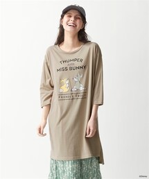 nissen | 大きいサイズゆるシルエット七分袖プリントチュニック／ディズニー(チュニック)