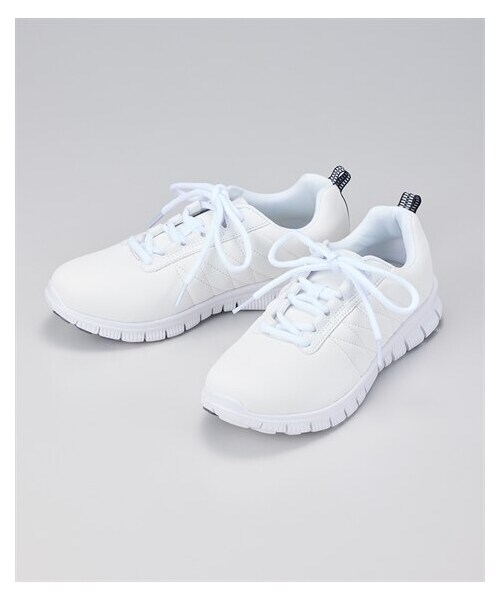 nissen（ニッセン）の「超軽量スポーティースニーカー（ワイズ３Ｅ）（スニーカー・メンズ・ネイビー×イエロー/グレー杢×ピンク/グレー杢×ホワイト/黒×ミントグリーン/黒×黒(白底)/白×白(白底)/サックス×ホワイト/黒(マットスムース)/ホワイト(マットスムース)/ダスティピンク(マットスムース)/グレー(マットスムース)/黒×黒(黒底)/杢グレー×パープル(白底)・S=22.0~22.5cm/M=23.0~23.5cm/L=24.0~24.5cm/LL=25.0~25.5cm）」の2枚目の写真